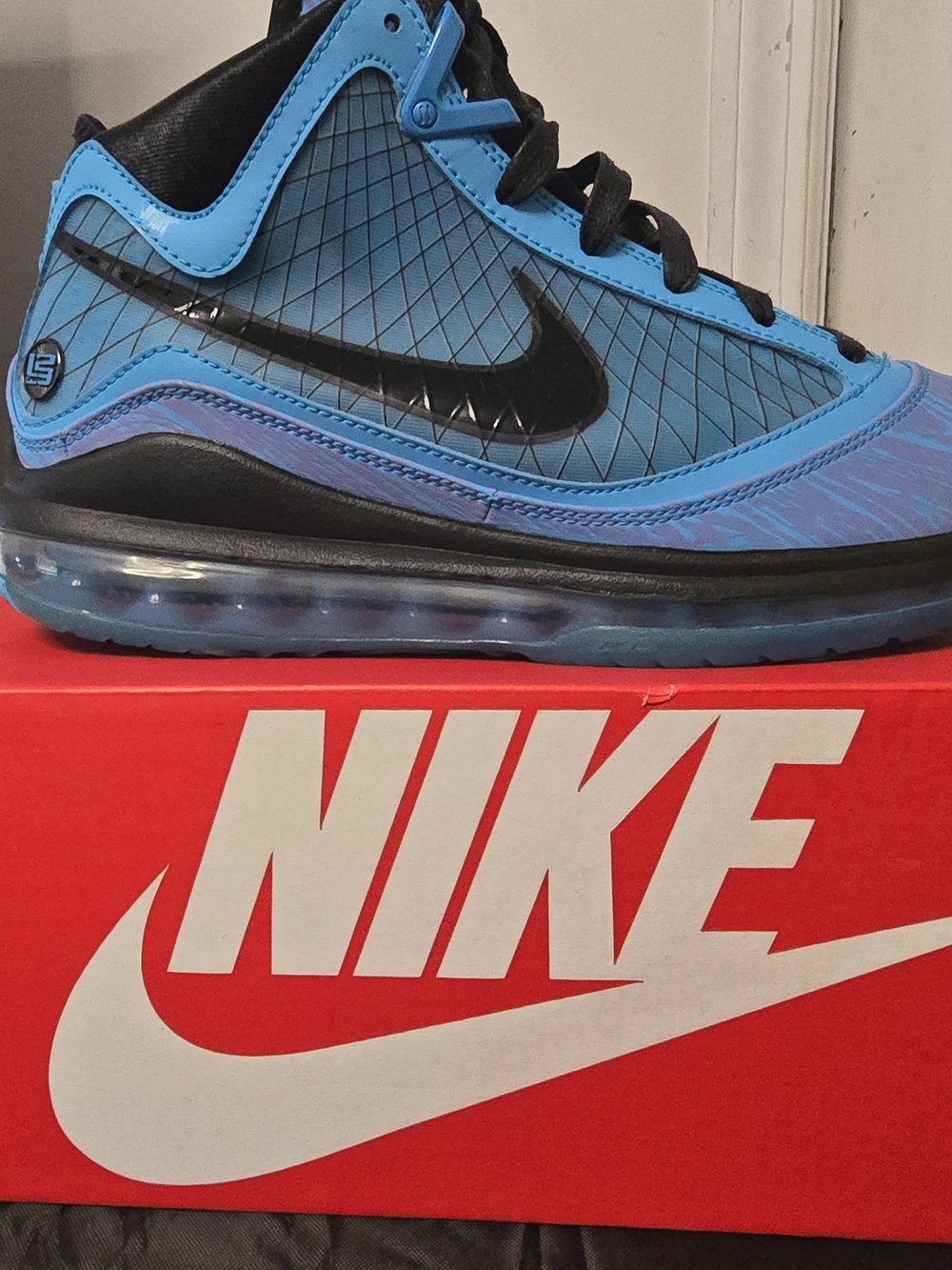 Nike Blue and Black Men's Basketball Shoe with Visible Air Sole